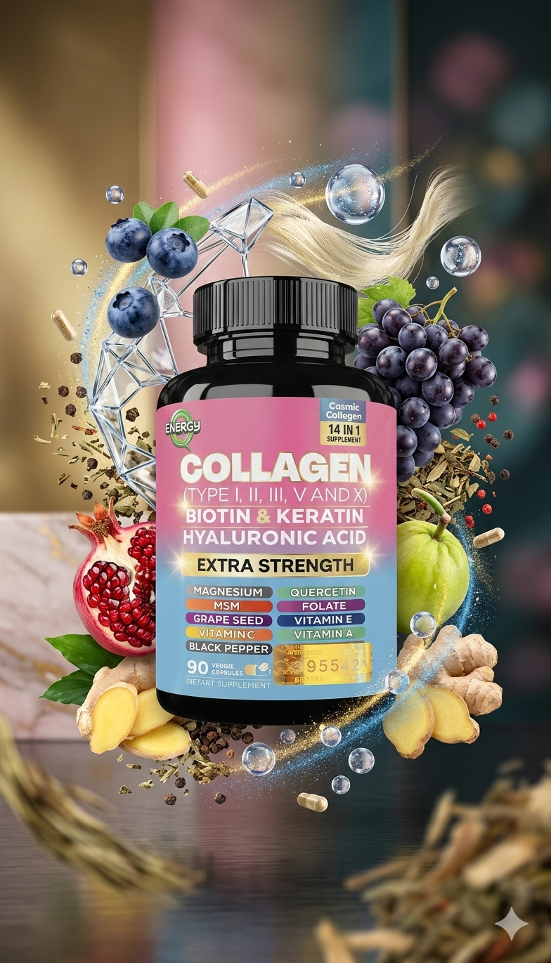 EnergyQ Collagen 14 in 1 com ingredientes naturais